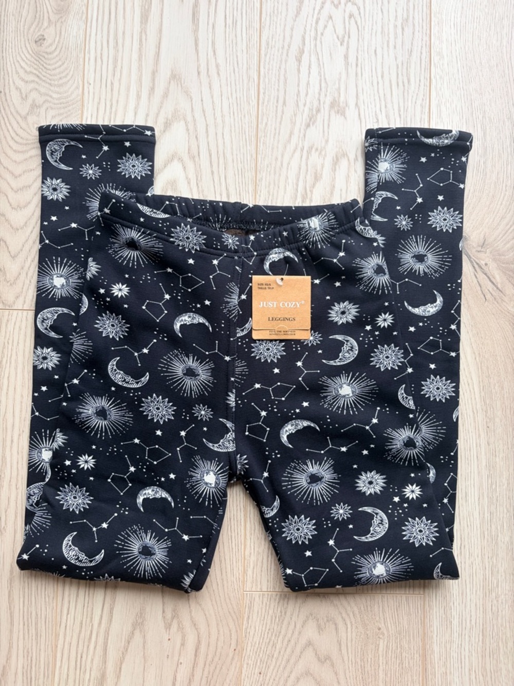 Just Cozy Celestial Moon & Stars Black Leggings NWT Size XS/S
